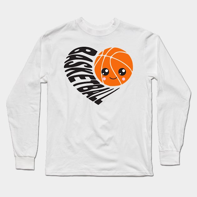 I Love Basketball Heart Emoji Long Sleeve T-Shirt by 4Craig